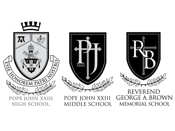 Pope John XXIII High School Pope John XXIII Middle School Reverend George A. Brown Memorial School Logos